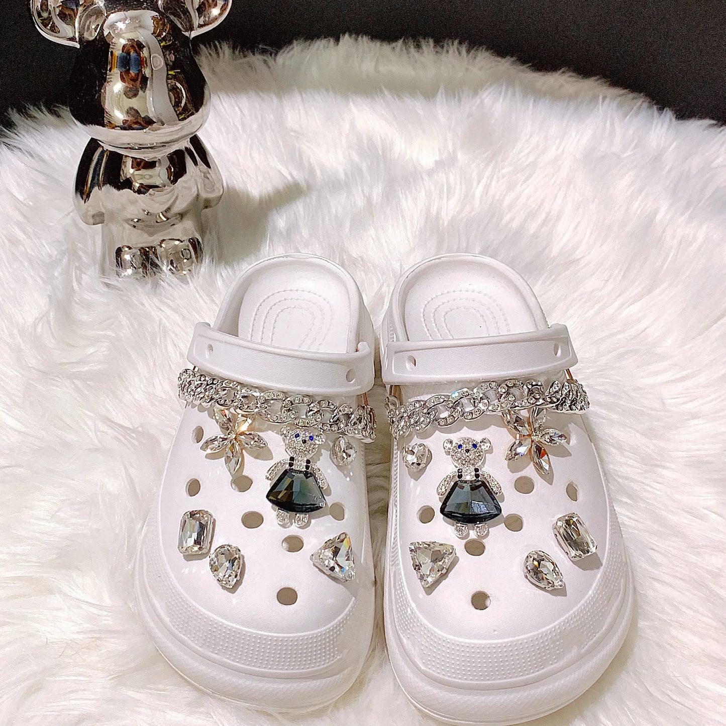 Rhinestones Bear Round Diamond Charms - JIBBITZ Style